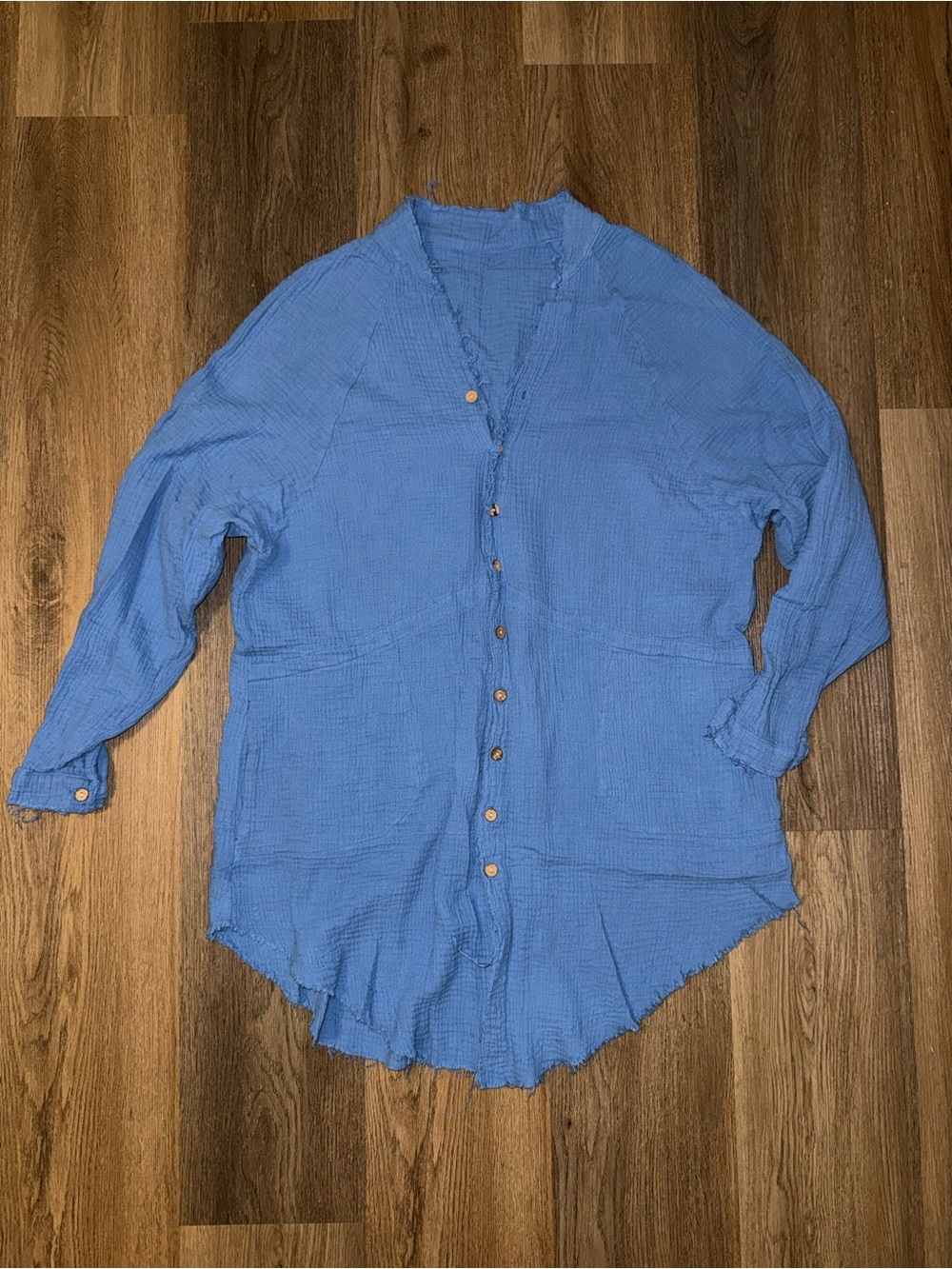 Light Blue Button-Front Casual Dress